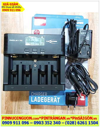 Ansman Powerline 5Pro _Máy sạc Pin 9vo (sạc pin AAA, AA, C, D, 9v) màn hình LCD, Đo dung lượng, Tự ngắt